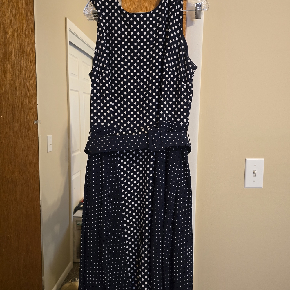 Danny & Nicole Navy Polka Dot Midi Dress